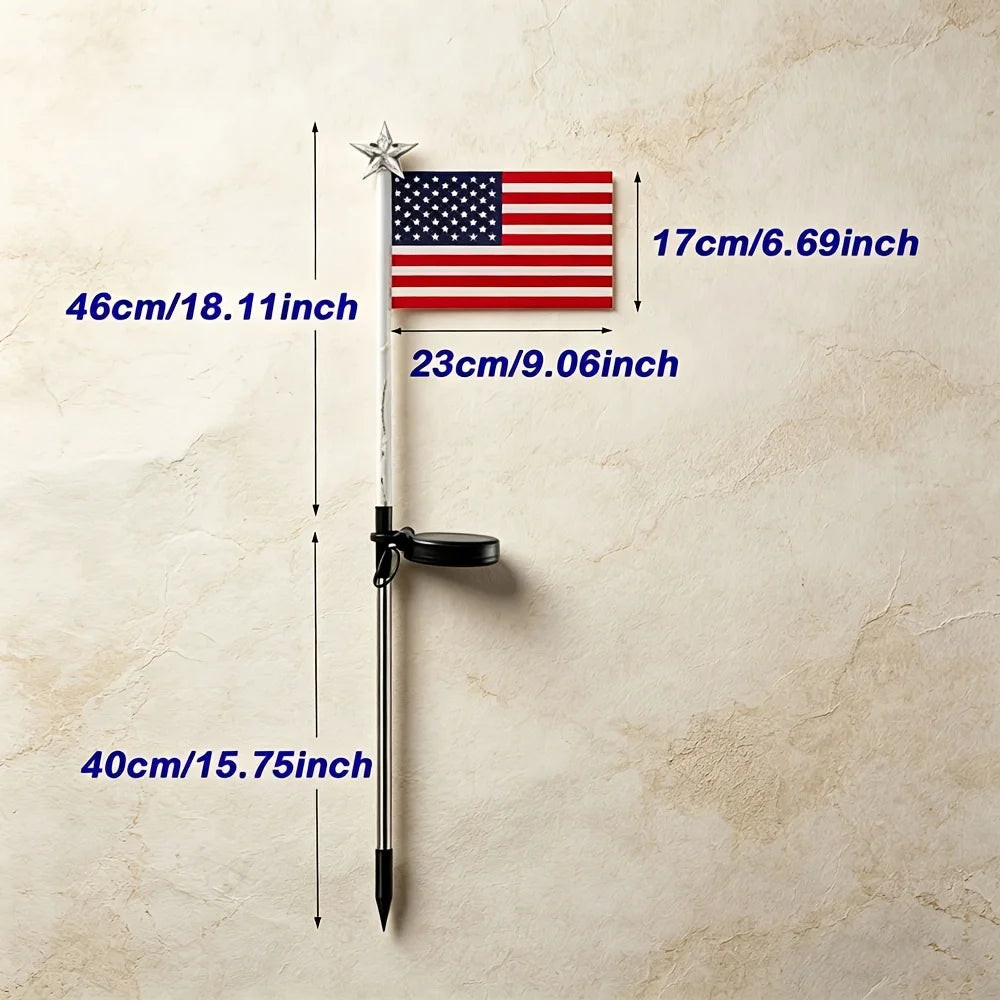 2/4 Pack American Flag Stake Light or Red White Blue Solar String Lights