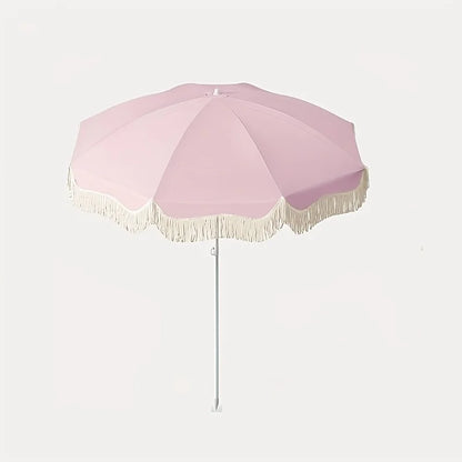 Bohemian Style Pink Adjustable Height and Frame Sun Umbrella