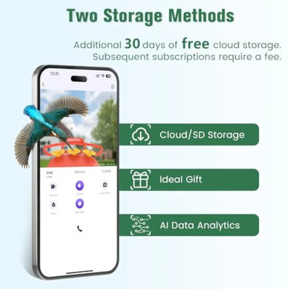 2.5K Wireless Smart Hummingbird Feeder with Camera AI Bird Identify Instant Notification