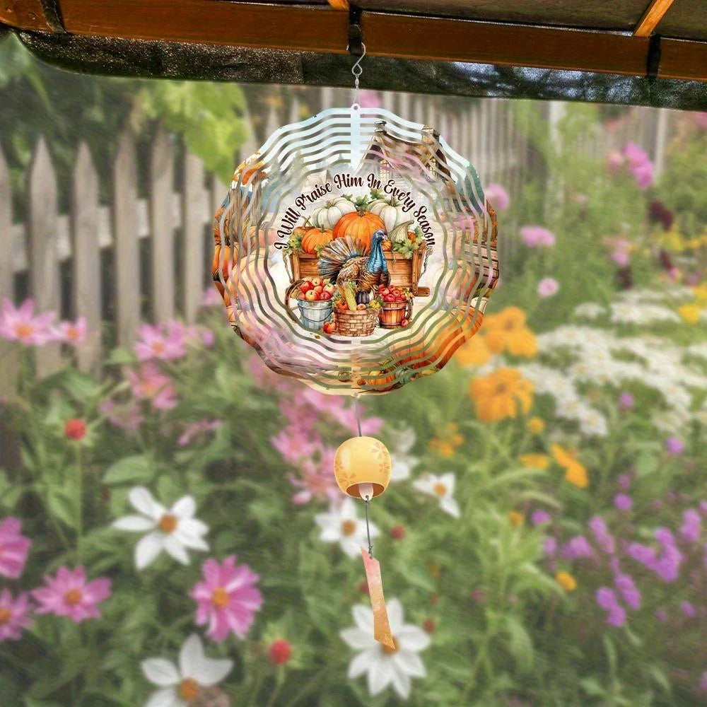 2D Fall Thanksgiving Metal Wind Spinner