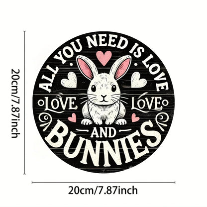 Farmhouse Easter metal sign with Bunny Logo, Lilies & Spring Decor