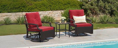 3-Piece Swivel Patio Bistro Set with Cushions & Table