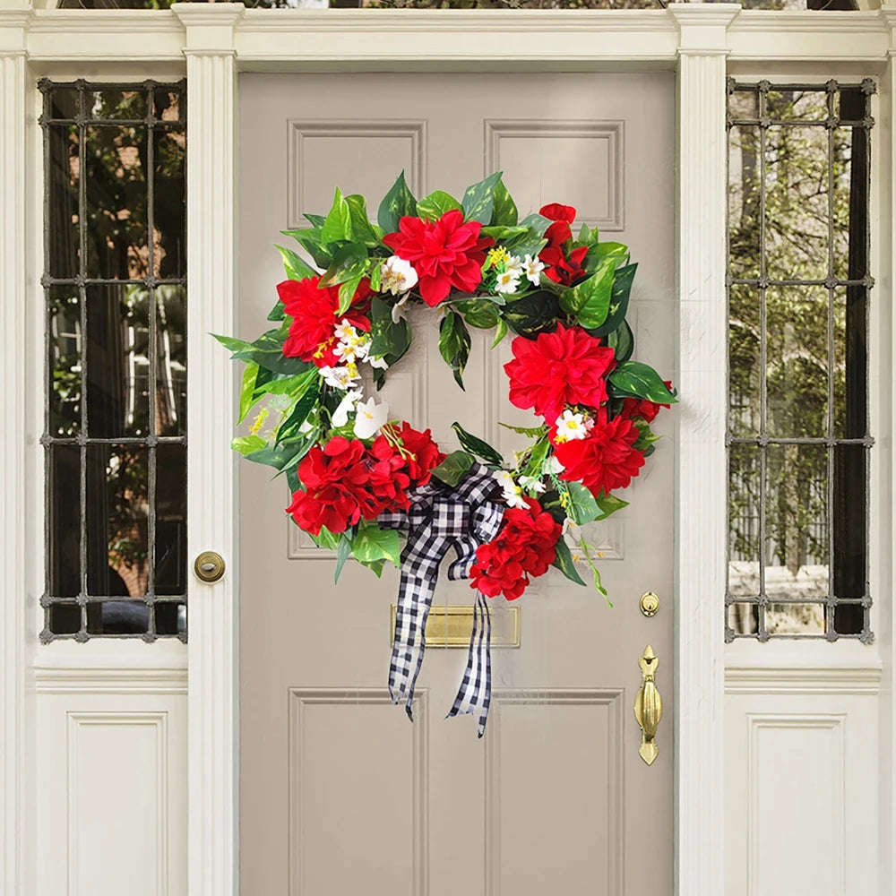 Decorative Red Geranium Flower Wreath