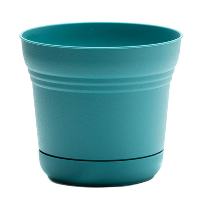 Durable Round Resin Planter with Drainage Holes Matching Saucer