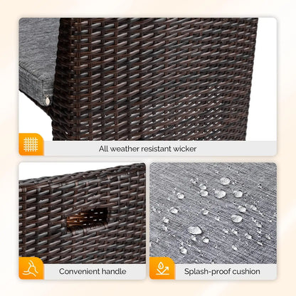 3 PCS Wicker Outdoor Patio Bistro Set for Small Space with Glass Top Table