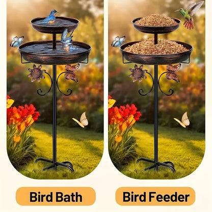 Heavy-Duty Metal Double-Layer Bird Bath