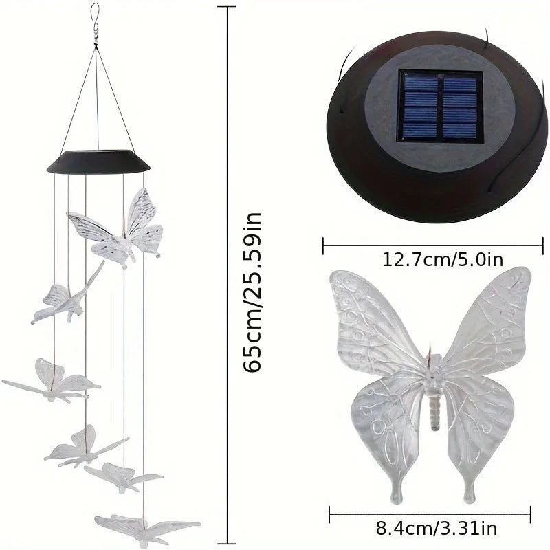 1PC Led Color Changing Butterfly Dragonfly Hummingbird Solar Wind Chimes