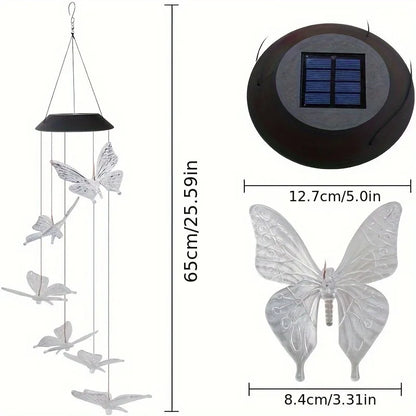 1PC Led Color Changing Butterfly Dragonfly Hummingbird Solar Wind Chimes