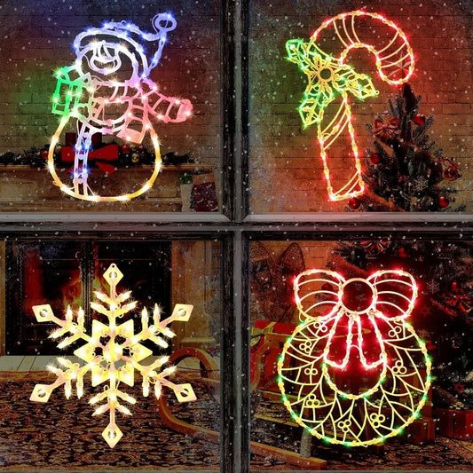4 Pack Christmas Window Silhouette Lights