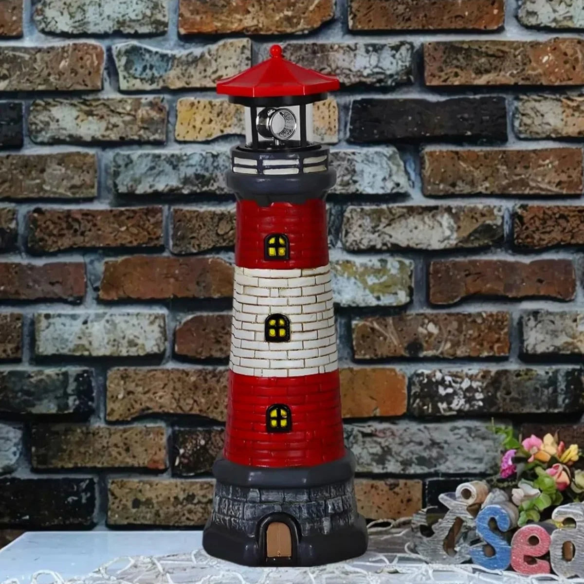 Solar Lighthouse statue decorative light