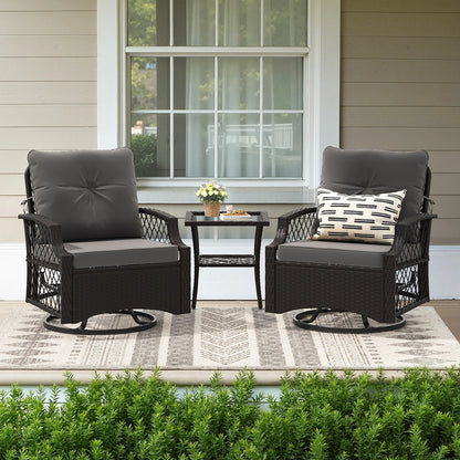 3-Piece Swivel Patio Bistro Set with Cushions & Table