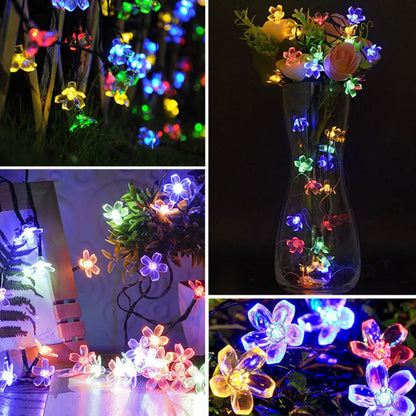 50LED Solar Power Cherry Blossom Fairy String Lights