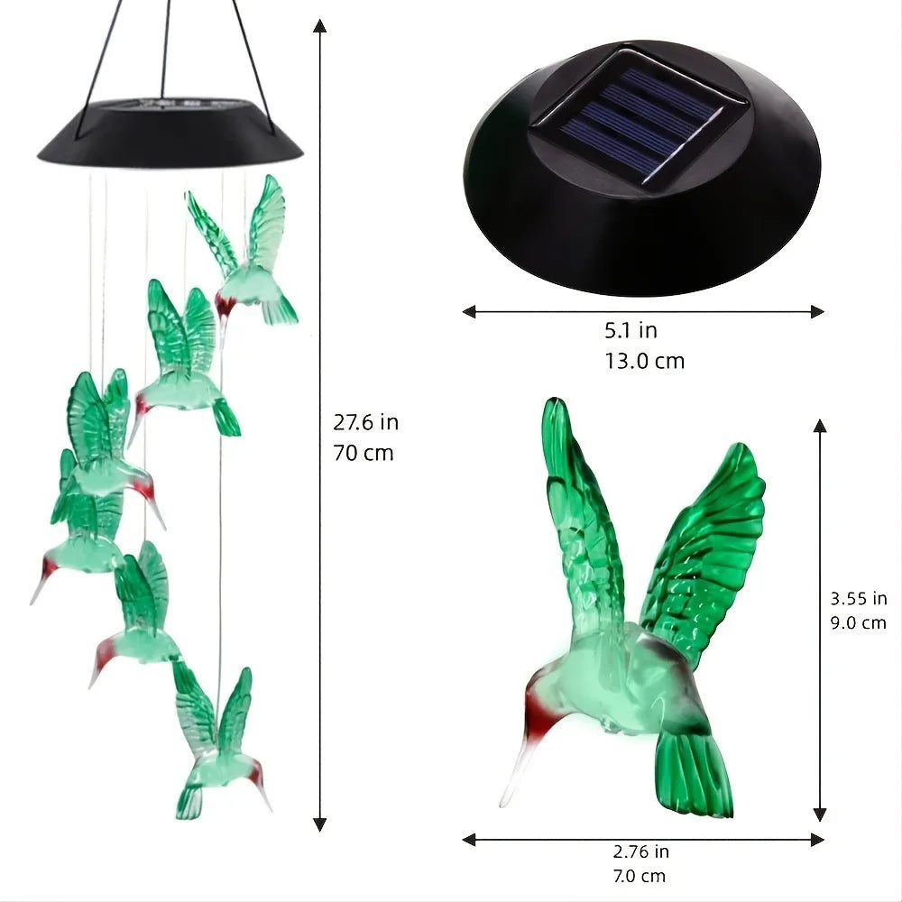 1PC Led Color Changing Butterfly Dragonfly Hummingbird Solar Wind Chimes