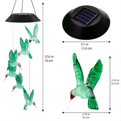 1PC Led Color Changing Butterfly Dragonfly Hummingbird Solar Wind Chimes