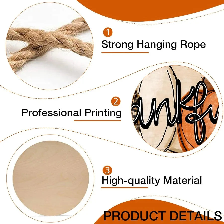 Thankful Sign Fall Pumpkin Front Door Decor