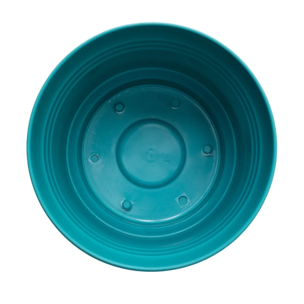 Durable Round Resin Planter with Drainage Holes Matching Saucer