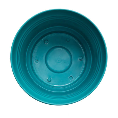 Durable Round Resin Planter with Drainage Holes Matching Saucer