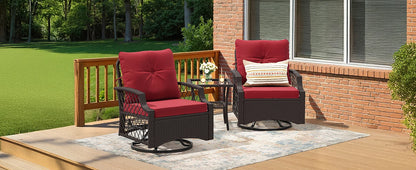 3-Piece Swivel Patio Bistro Set with Cushions & Table