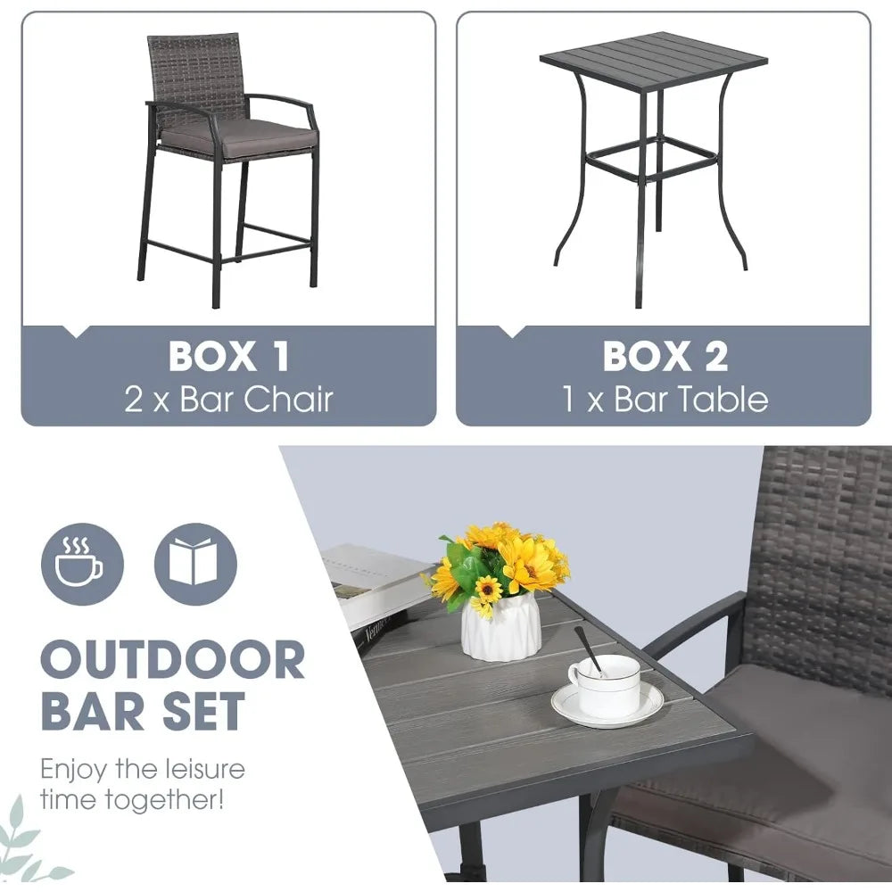 All-Weather Wicker High Top Outdoor Table and Chairs