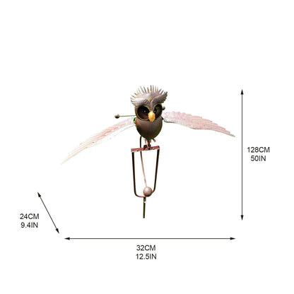 Flapping Metal Brown Gray Owl Yard Stake