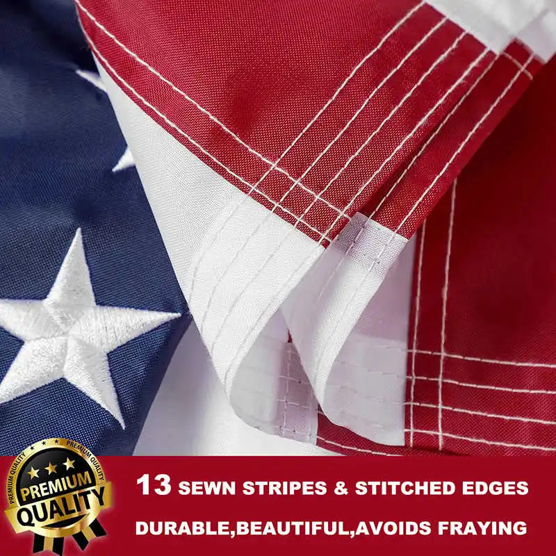 Embroidered American Flag Durable Waterproof Oxford Fabric Brass Grommet For Indoor And Outdoor