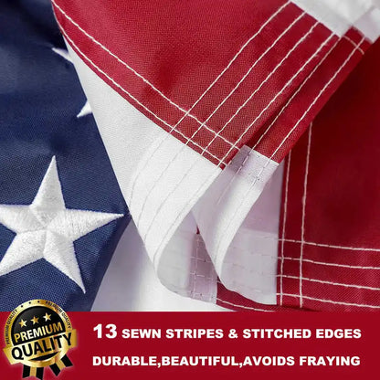 Embroidered American Flag Durable Waterproof Oxford Fabric Brass Grommet For Indoor And Outdoor