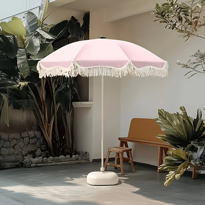 Bohemian Style Pink Adjustable Height and Frame Sun Umbrella
