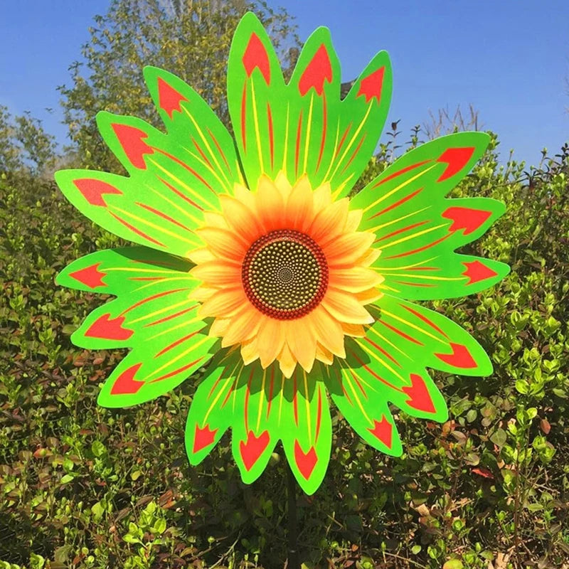4PCS Outdoor Colorful Sunflower Wind Spinner Stake
