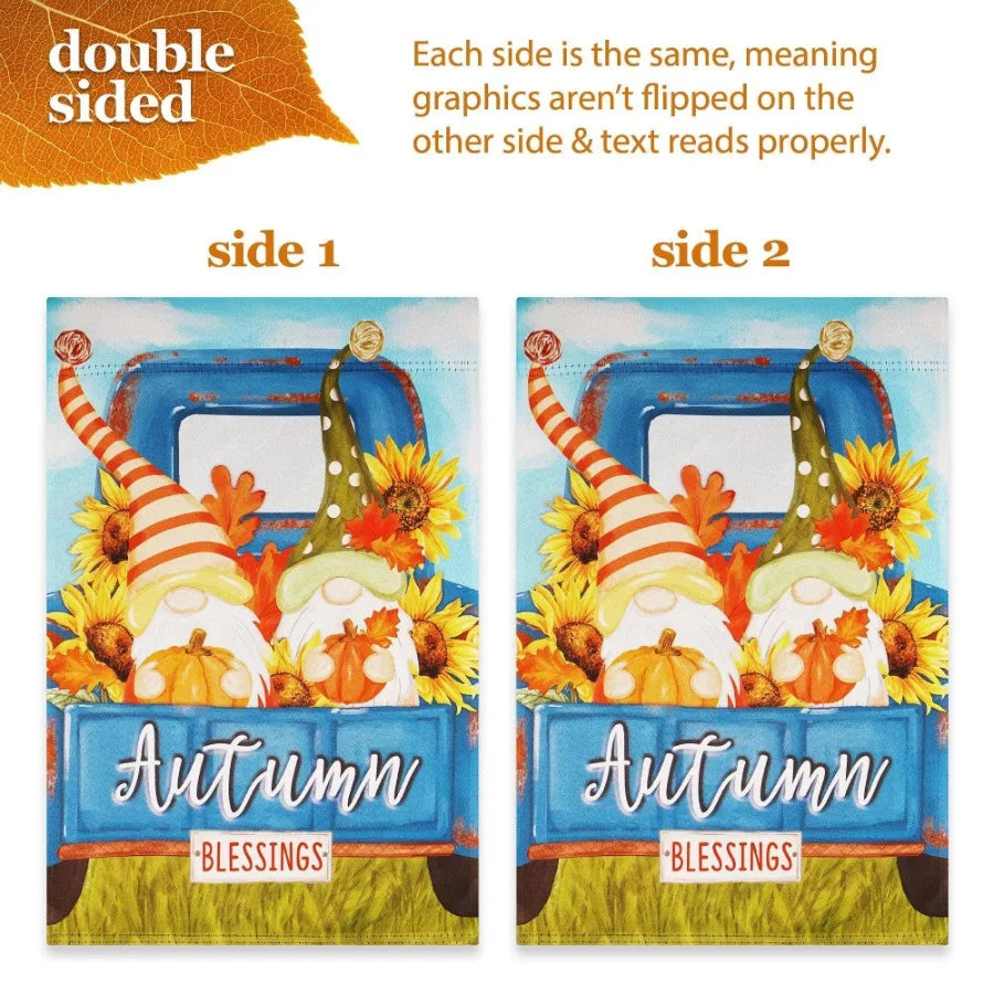 Combo Pack Garden Flag Stand Black 36 x 16 and Fall Garden Flag 12x18