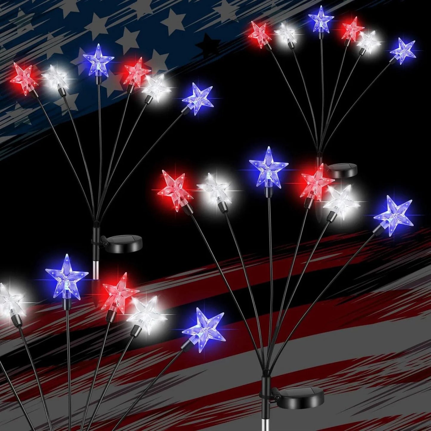 4th Of July Solar Patriotic Star Lights