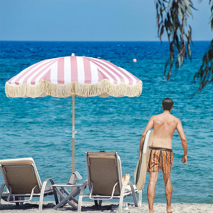 Striped Patio Umbrella with Tilt Pole