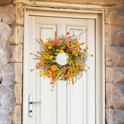 17.7" Fall Farmhouse Harvest Sunflower Wreath