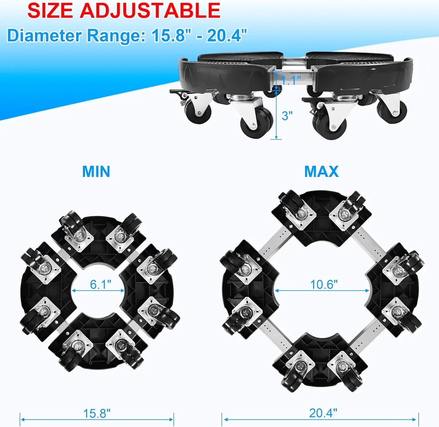 Heavy Duty Plant Caddy with 8 Twin Casters