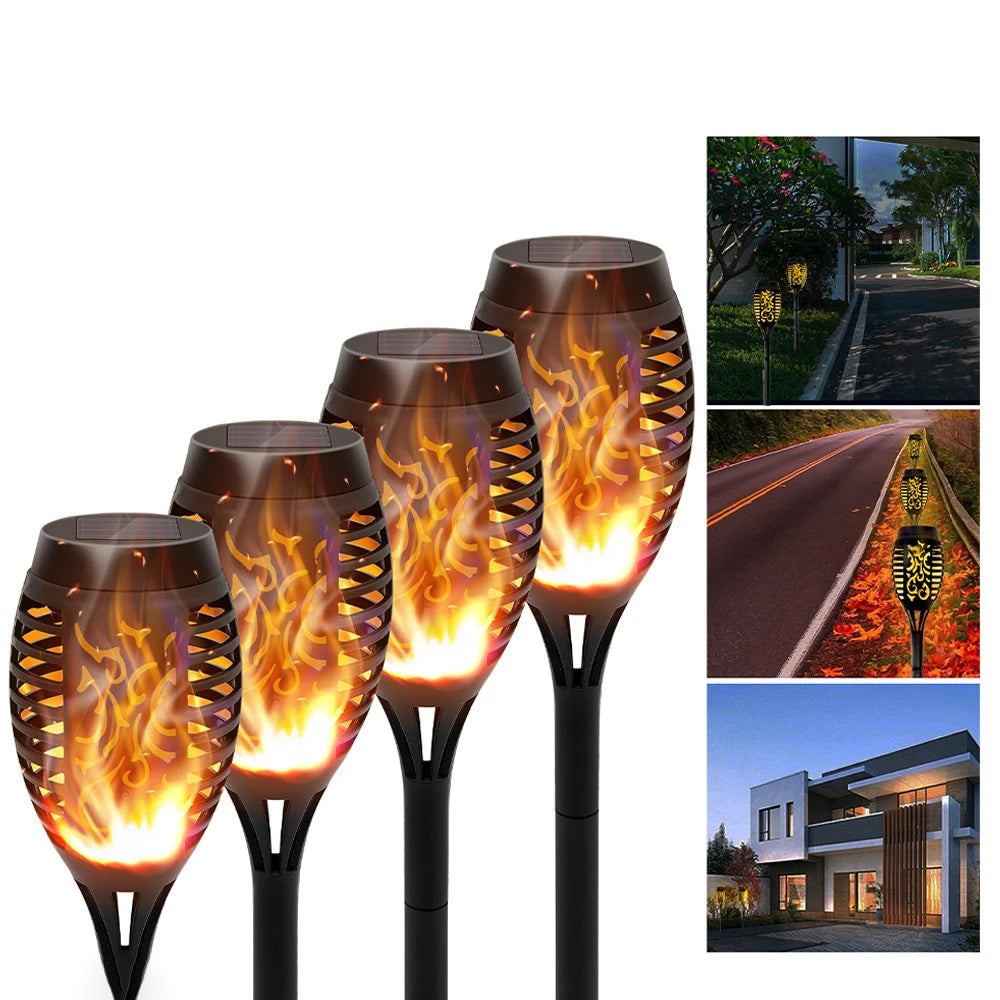 4/6/8/12Pcs Solar Flickering Outdoor Flame Torch Light