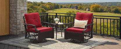 3-Piece Swivel Patio Bistro Set with Cushions & Table