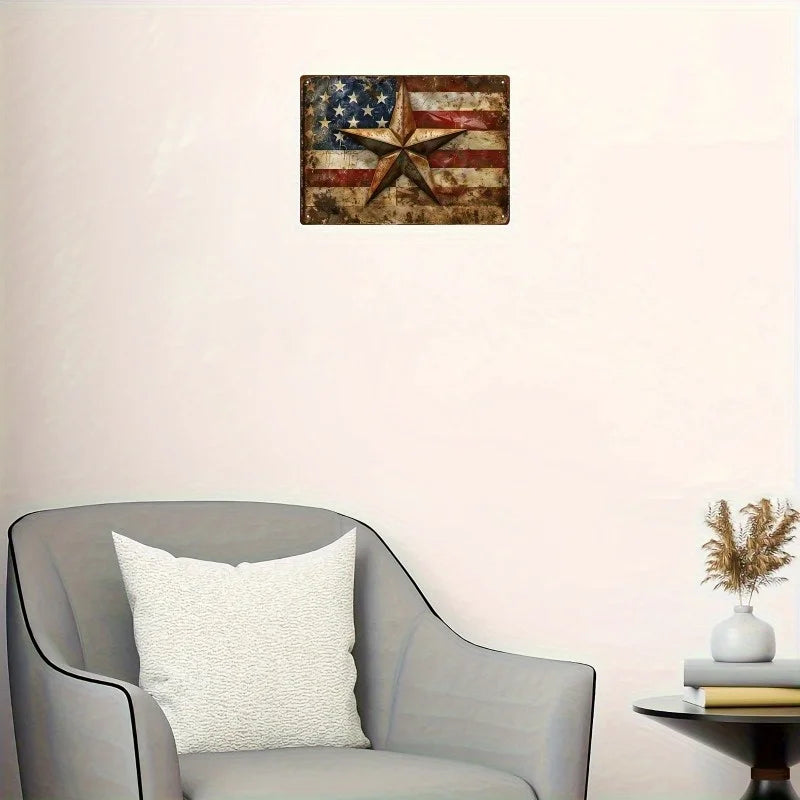 Vintage American Flag Metal Sign