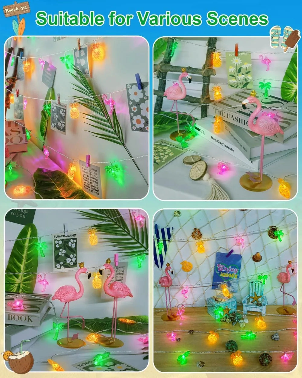 50 LED 25ft Summer Hawaiian Beach String Lights with Remote