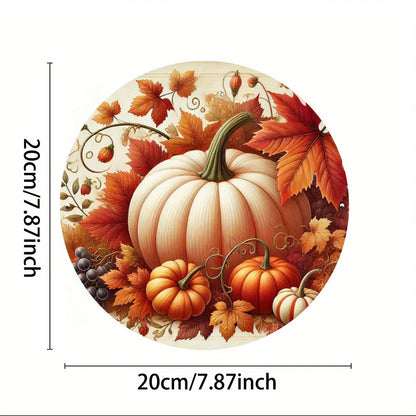 8x8 Inch Round Metal Pumpkin Wall Art