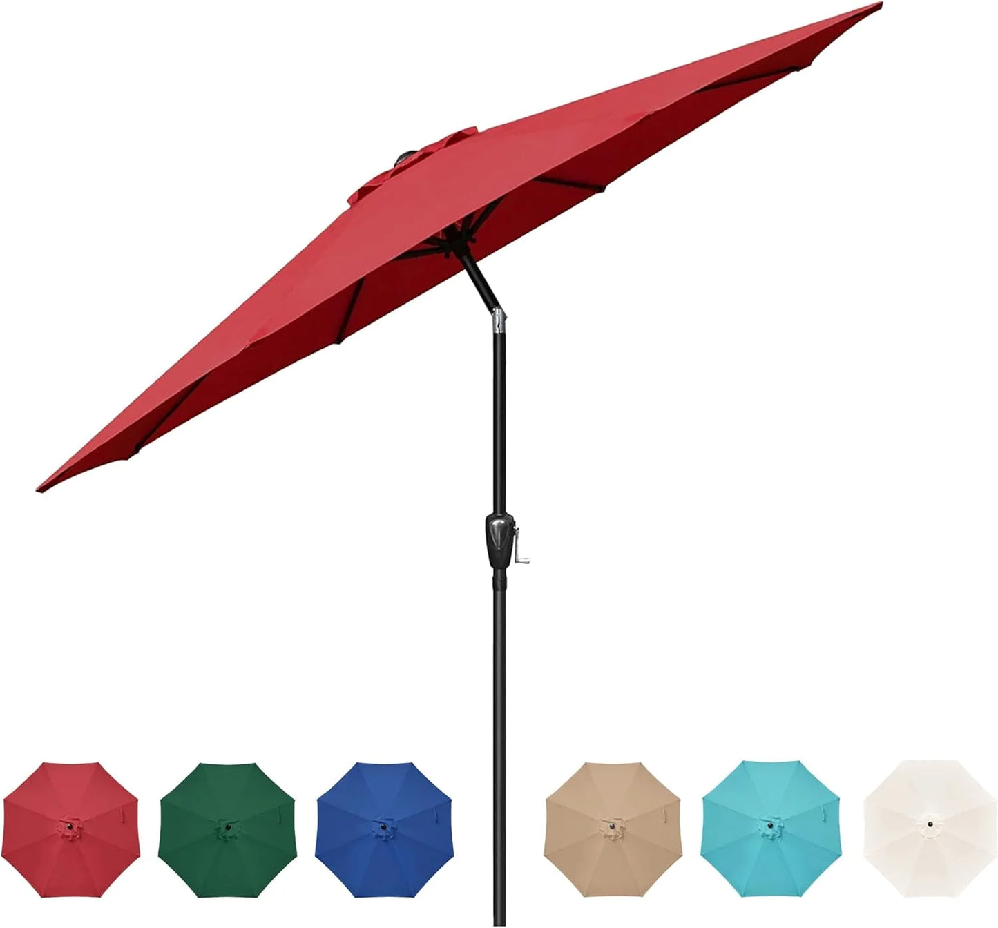 9' Outdoor Patio Umbrella, Push Button Tilt and Crank for Garden