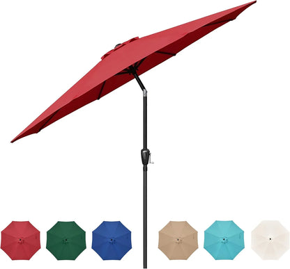 9' Outdoor Patio Umbrella, Push Button Tilt and Crank for Garden