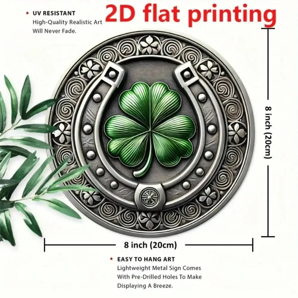 St. Patrick's Day Rustic Horseshoe & Shamrock Iron Wall Art