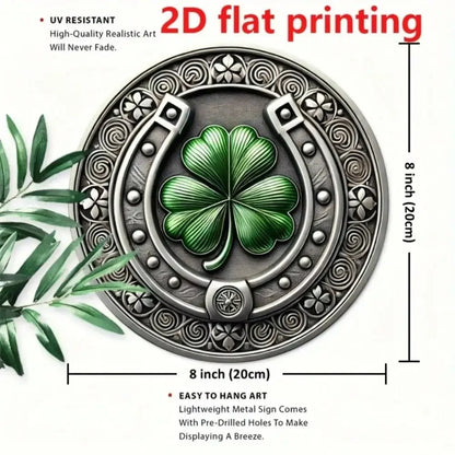 St. Patrick's Day Rustic Horseshoe & Shamrock Iron Wall Art