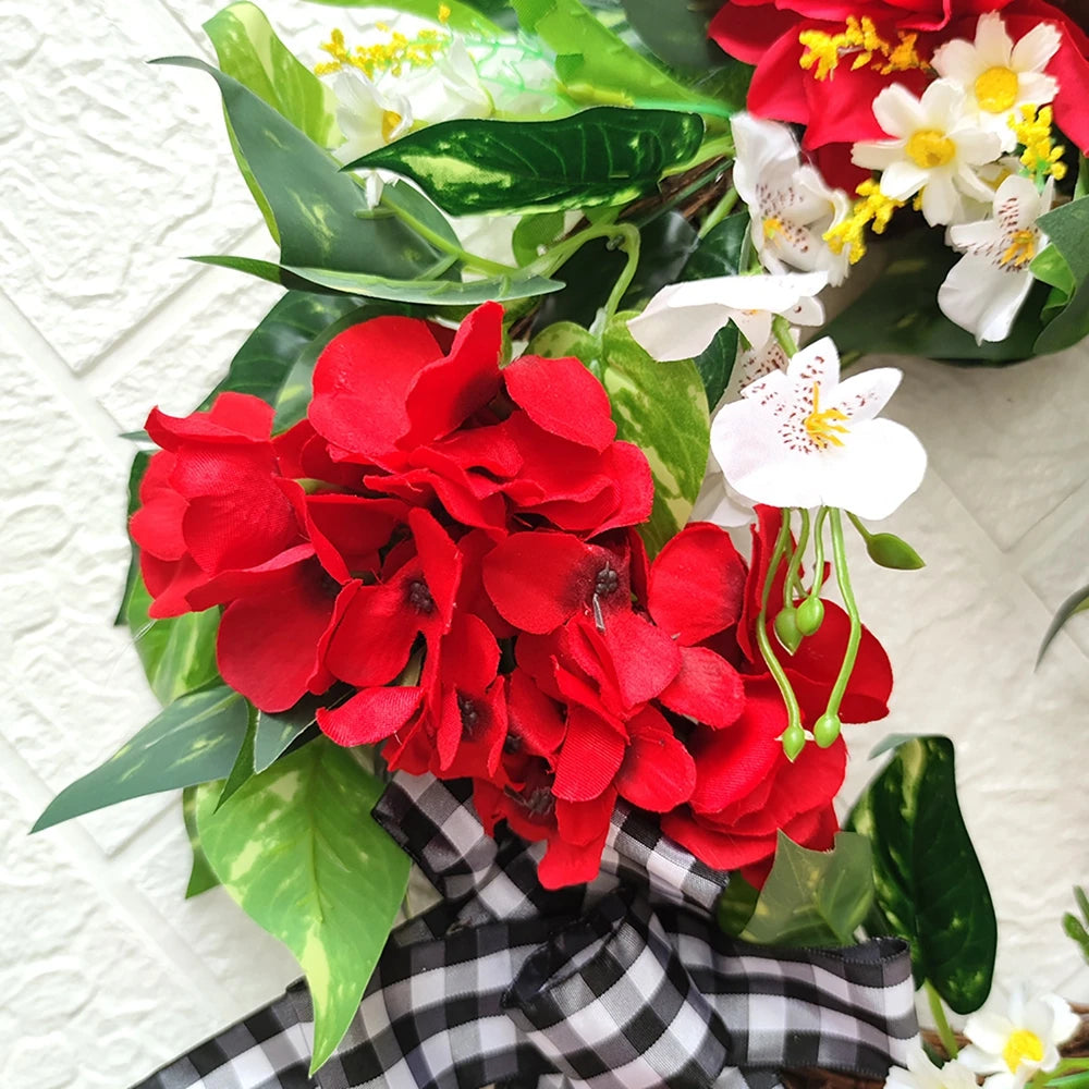 Decorative Red Geranium Flower Wreath