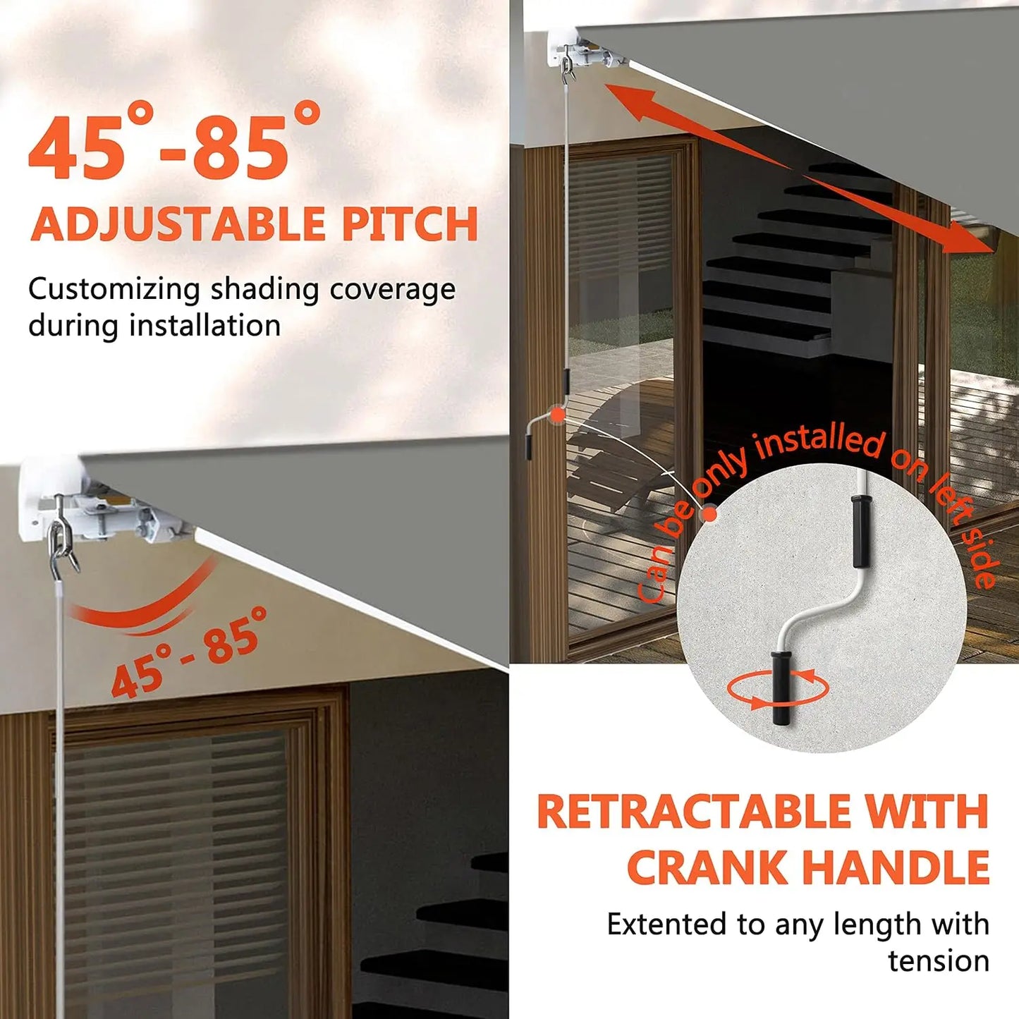 12'x10' Retractable Patio Awning Sun Shade Cover