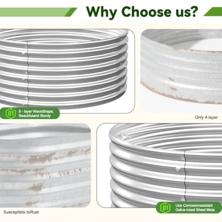 4 Pack 2x2FT Round Raised Beds for Gardening
