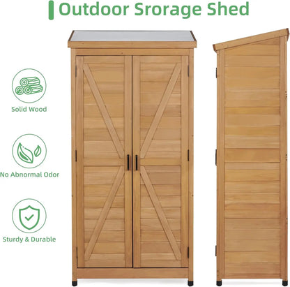 68''x33''x20'' Outdoor Wooden Storage Shed with Metal Top