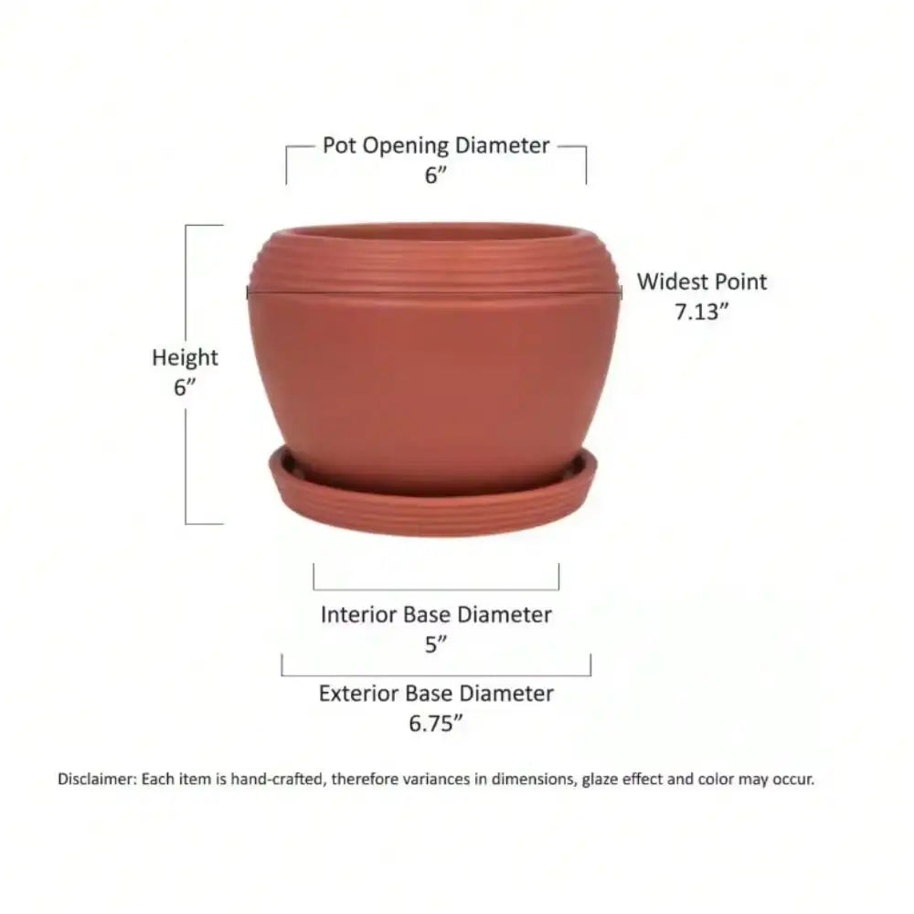 8 in.  Brick Red Ceramic Planter
