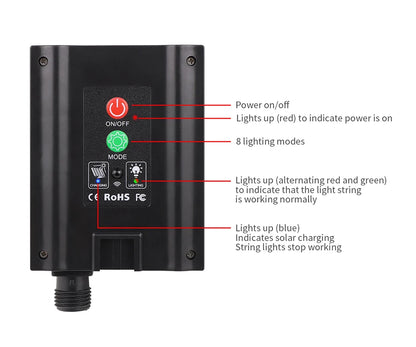 100M-10M Outdoor Waterproof Solar String Fairy Light