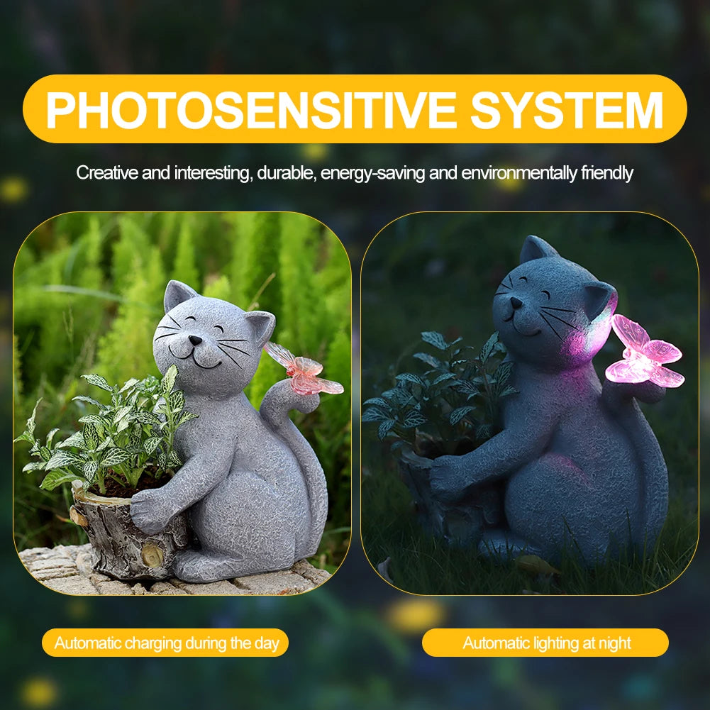 Solar Powered Animal Planter with Light