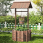 Outdoor Wooden Wishing Well Planter with Hanging Bucket for Flower and Plants